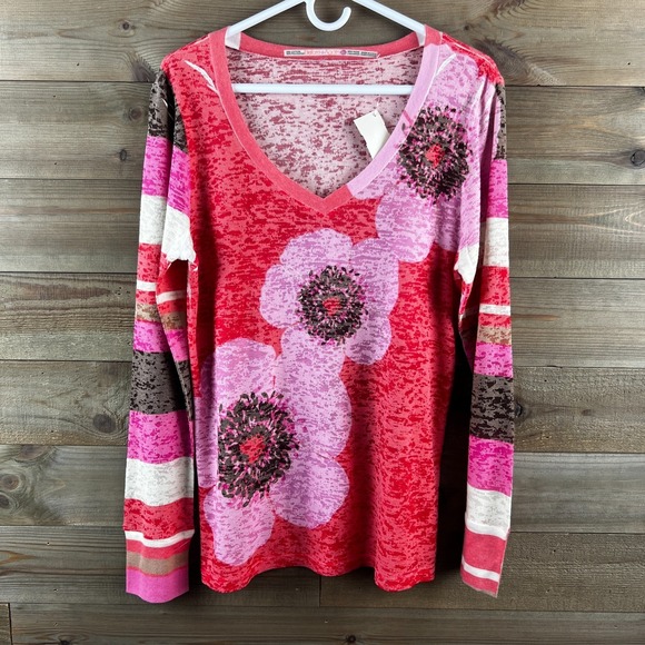 Sundance Tops - Before + Again Womens Shirt Thermal Waffle Knit Vneck Floral Striped Boho XL